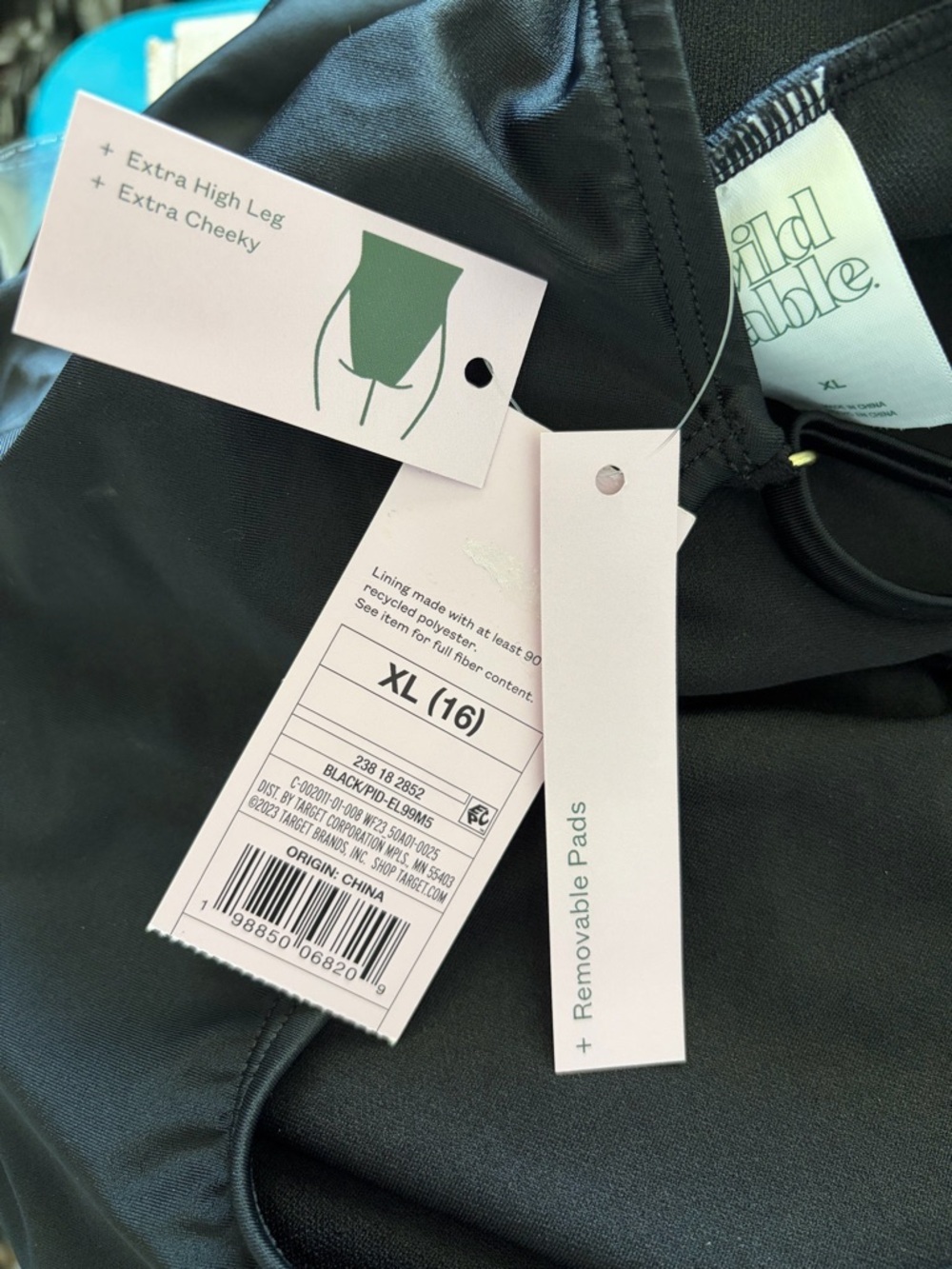 NWT wild fable Black, Cheeky, Extra High-Leg Swimsuit - Picture 5 of 5